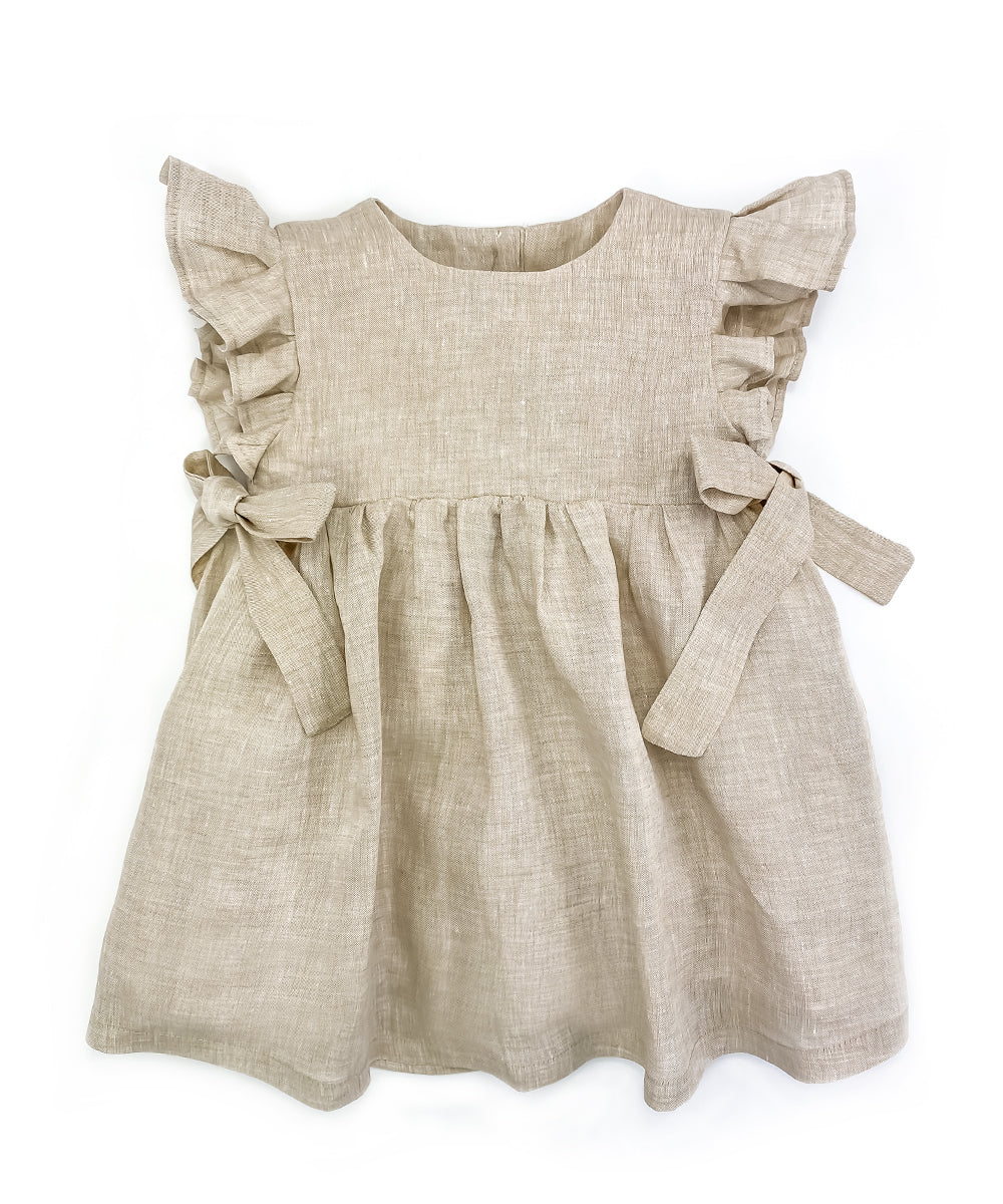 Vestito con manichetta volant sabbia