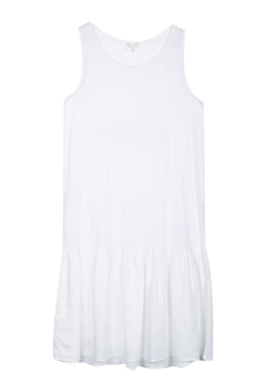Vestito donna con volant in lino bianco