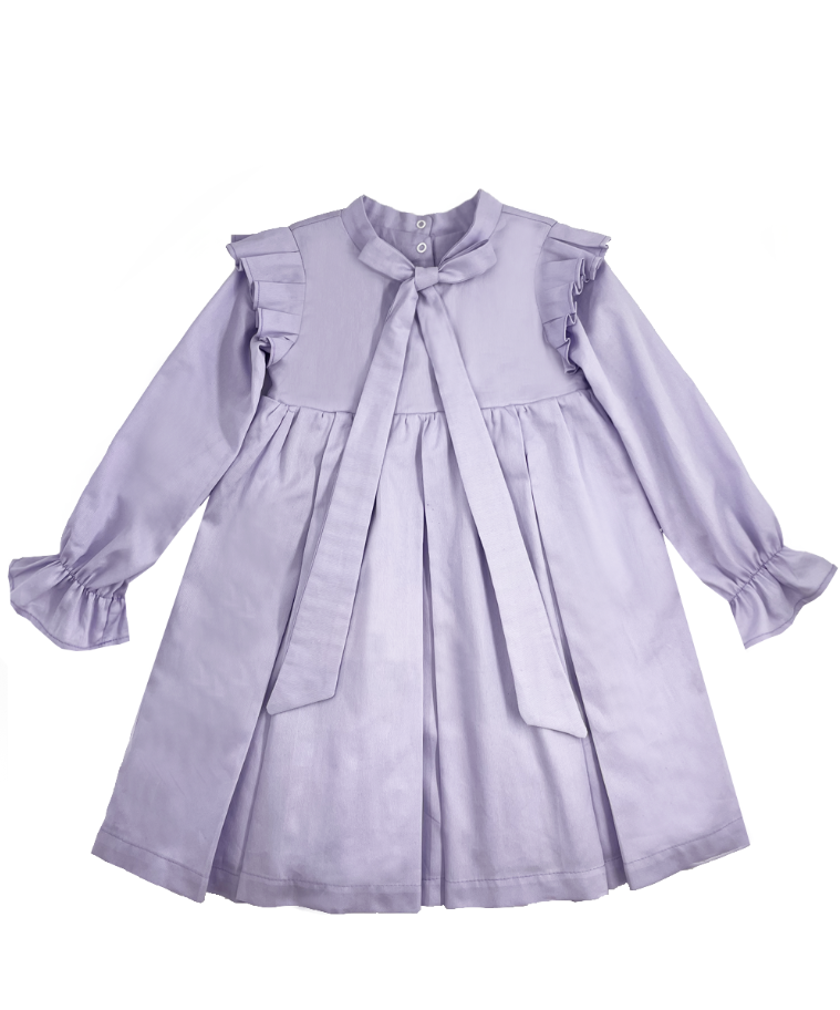 Vestito lilla  con fiocchetto al collo