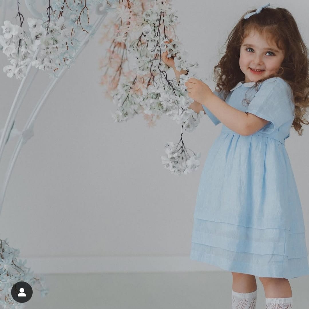 Vestito lino celeste