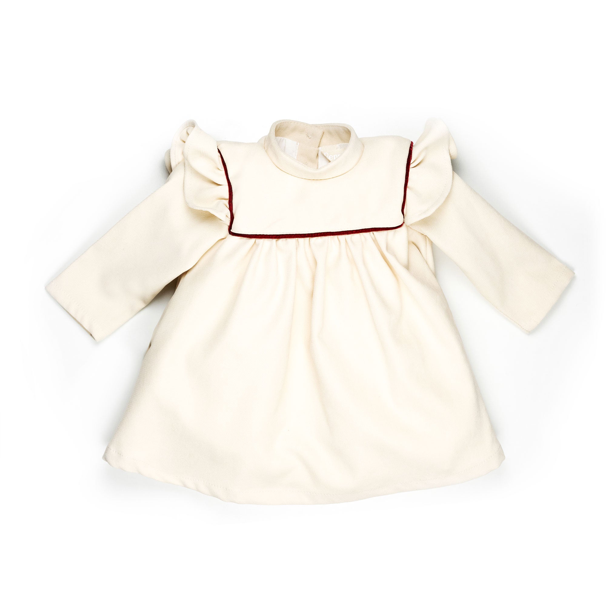 Vestito manica lunga in velluto panna