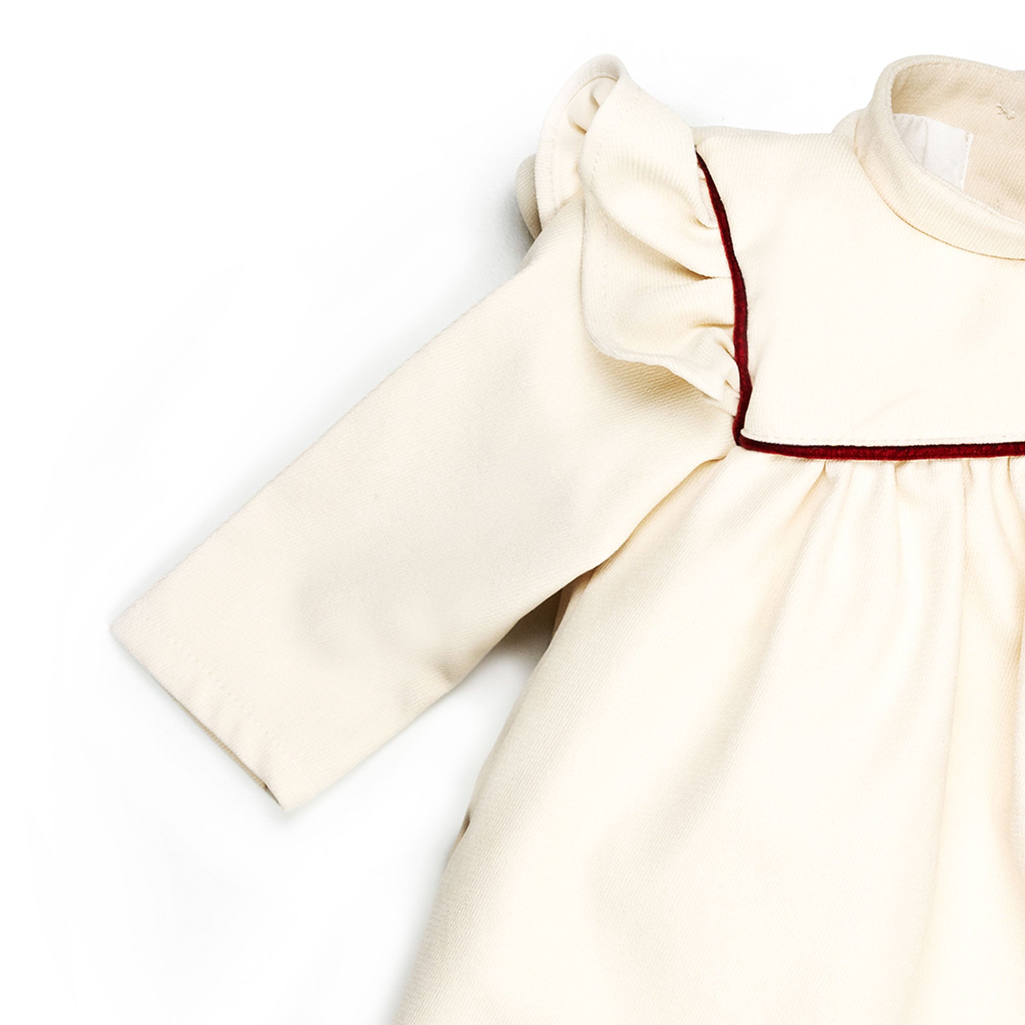 Vestito manica lunga in velluto panna