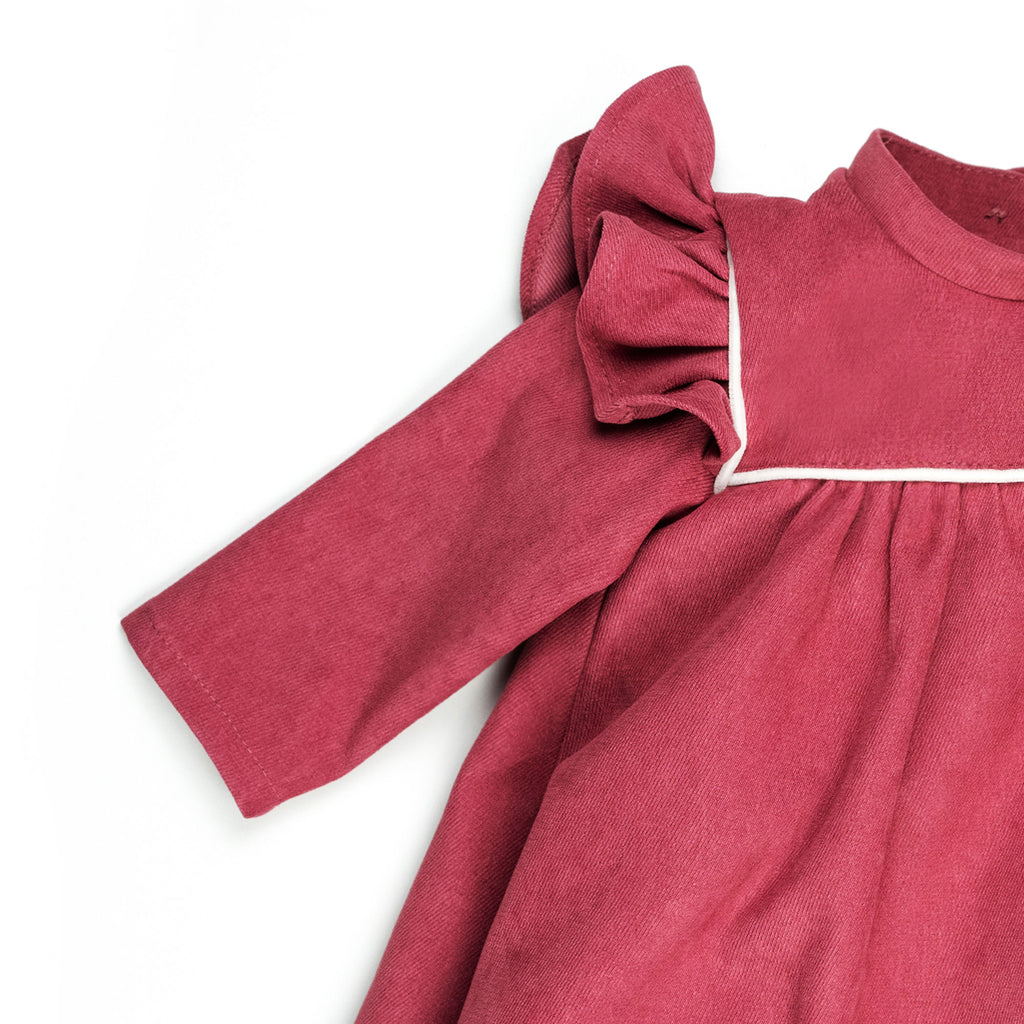 Vestito manica lunga in velluto rosso