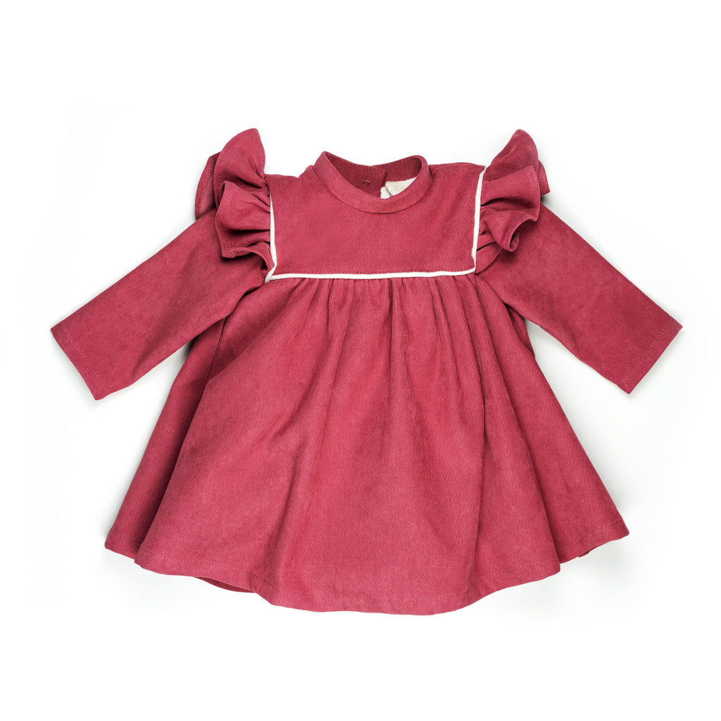 Vestito manica lunga in velluto rosso