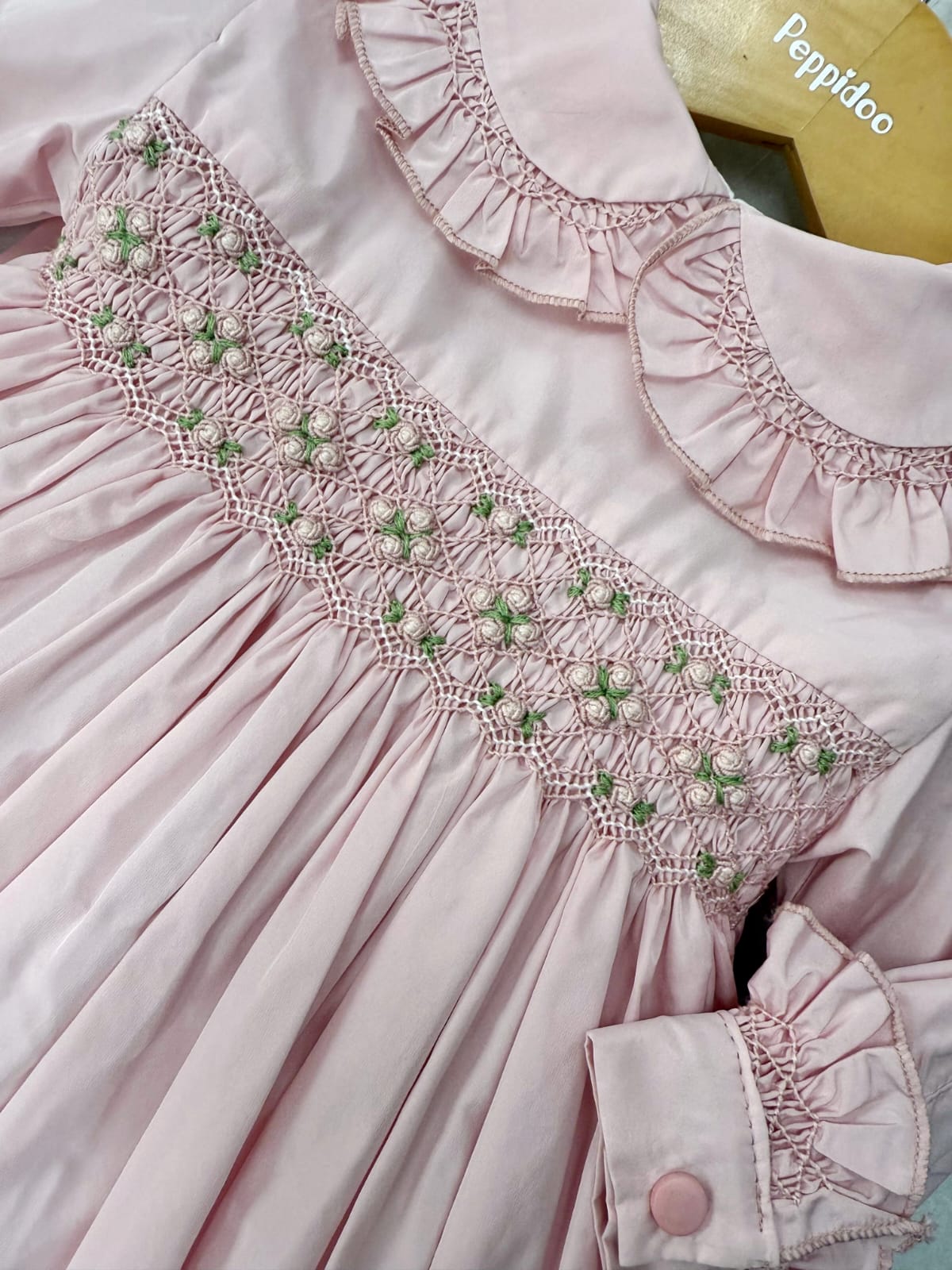 Vestito cerimonia rosa con punto smock