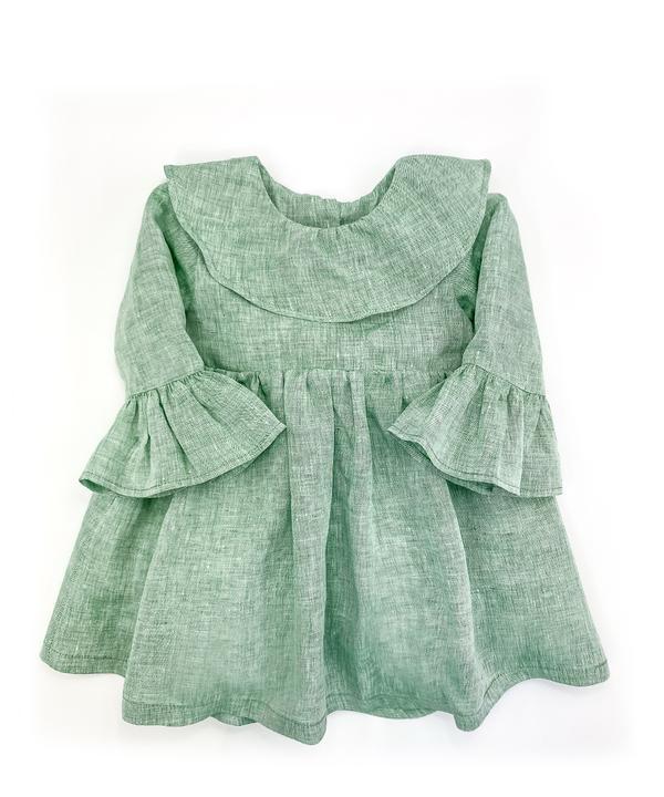 Vestito con volant verde